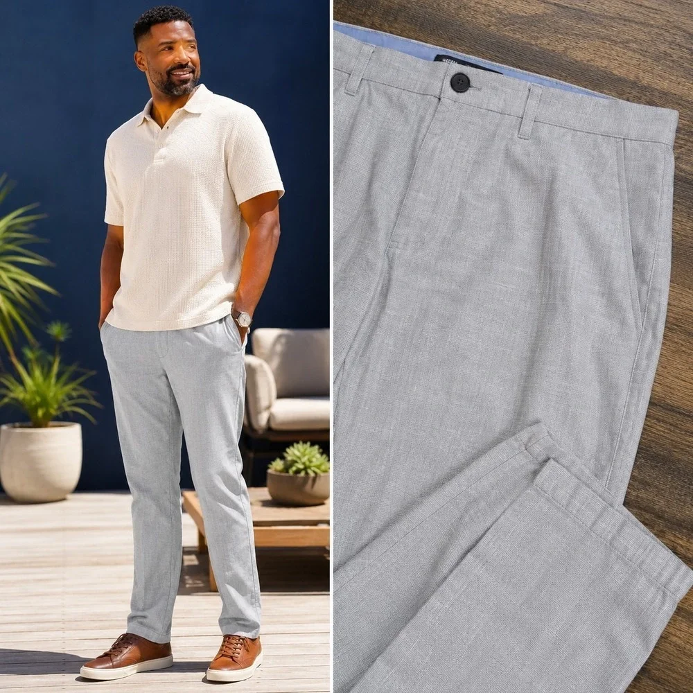 Banana Republic Men's Medium (32x32) Linen Blend Pants Kentfield Preppy Coastal